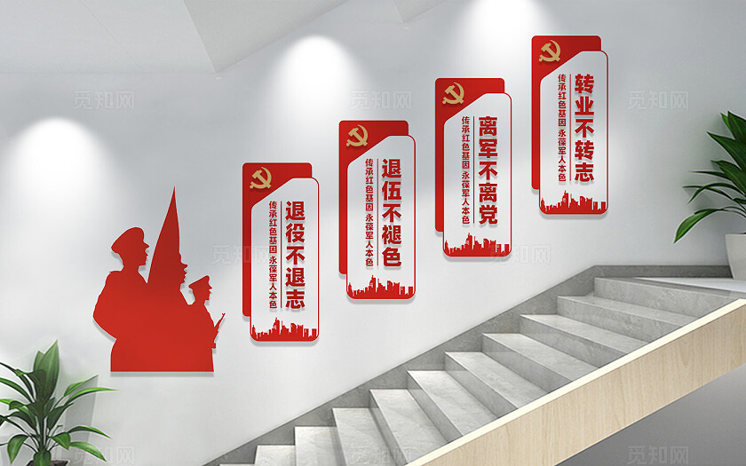 退役军人楼梯文化墙展板