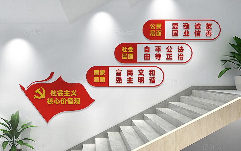 核心价值观楼梯文化墙