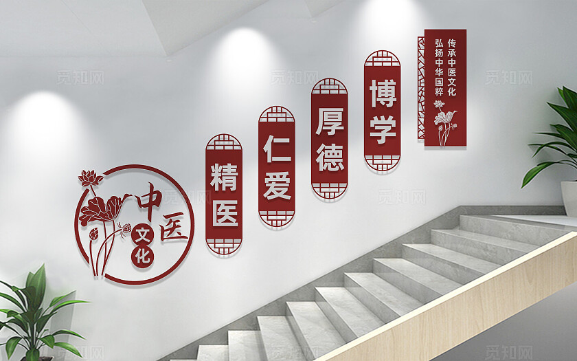 中医楼梯楼道文化墙