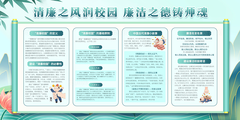 绿色清新简约大气廉洁校园清廉校园宣传栏心理健康
