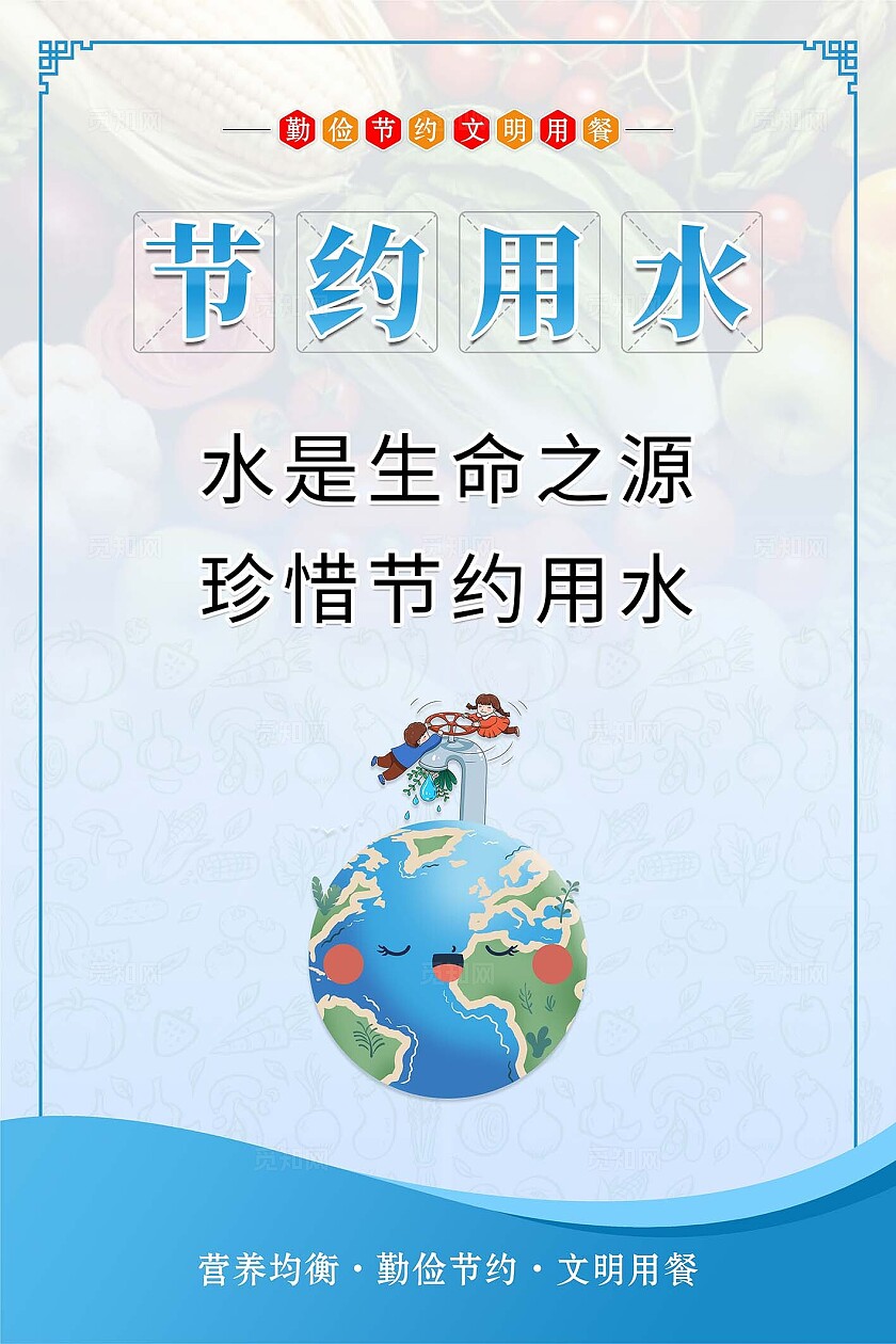 简约清新大气绿色新鲜节约粮食海报套图节约粮食套图食堂食品安全海报