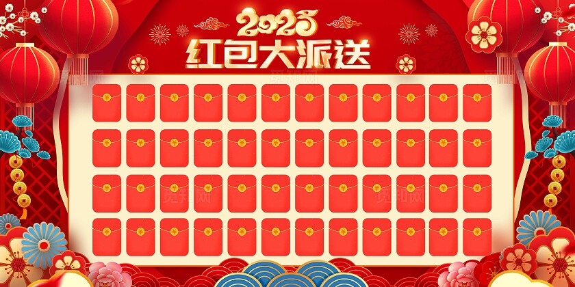 红色大气2025红包大派送红包大派送海报2025元旦