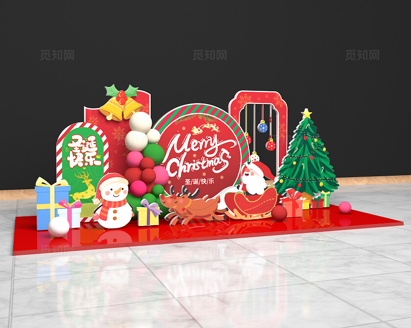 红色圣诞节美陈商城美陈节日美陈
