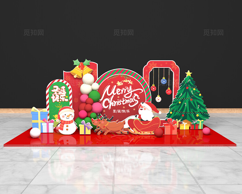 红色圣诞节美陈商城美陈节日美陈