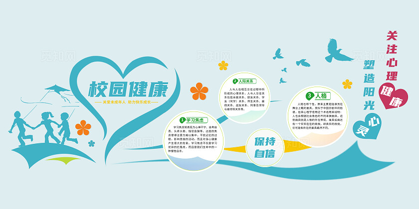中小学幼儿校园心理健康知识文化墙