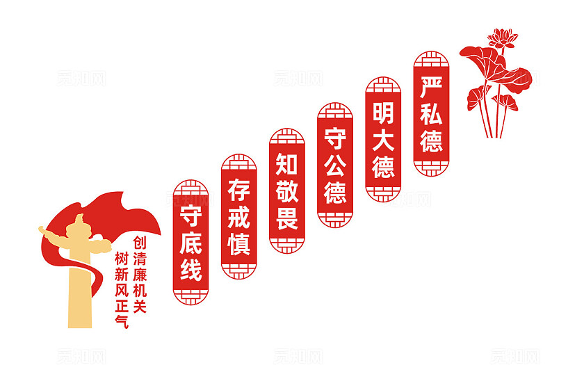 创清廉机关楼梯文化墙宣传标语