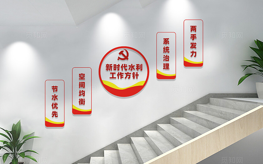新时代水利工作方针楼梯文化墙