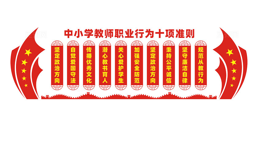 中小学教师职业行为十项准则文化墙