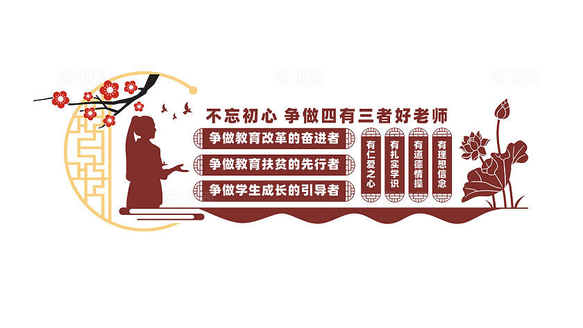 四有三者好老师教师办公室文化墙