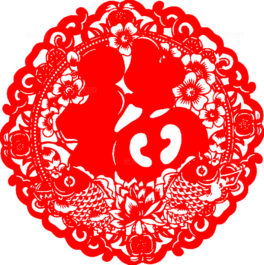 红色2025新年窗花剪纸舞台背景窗花