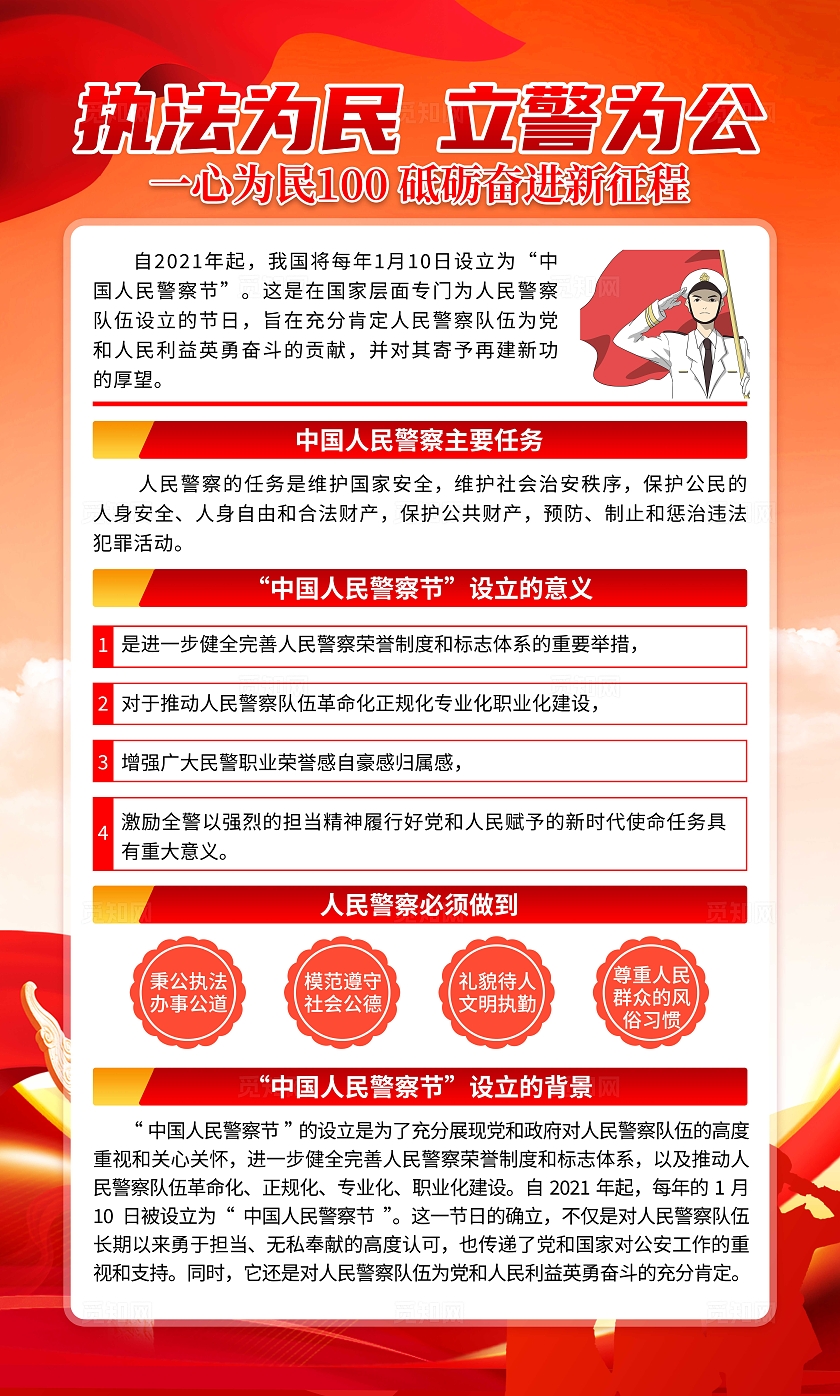 2025年红色大气110中国警察节套图中国人民警察节