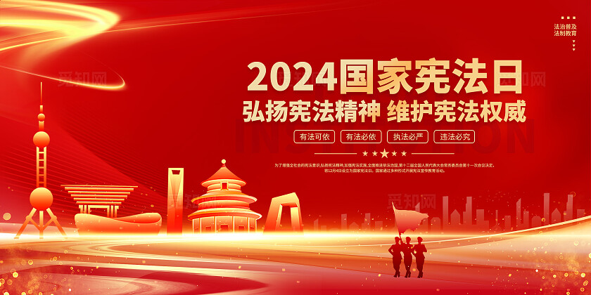 红色简约创意全国宪法宣传日宪法宣传周宪法宣传展板国家宪法日