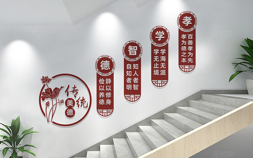 校园学校楼梯文化墙标语