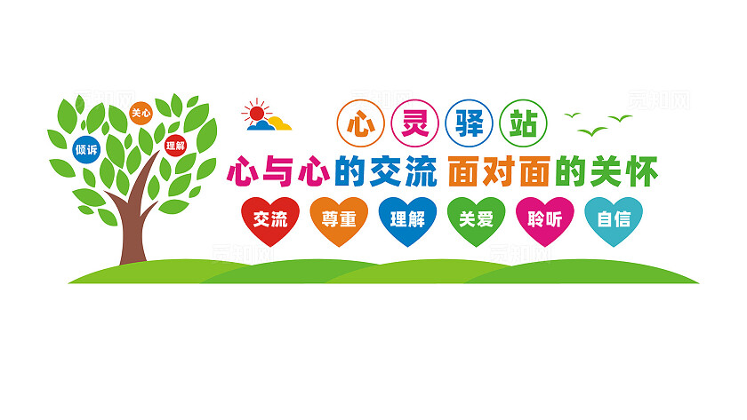 心灵驿站心理咨询室文化墙标语