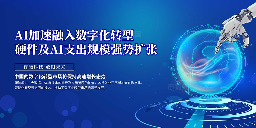 蓝色大气AI加速融入数字化转型展板