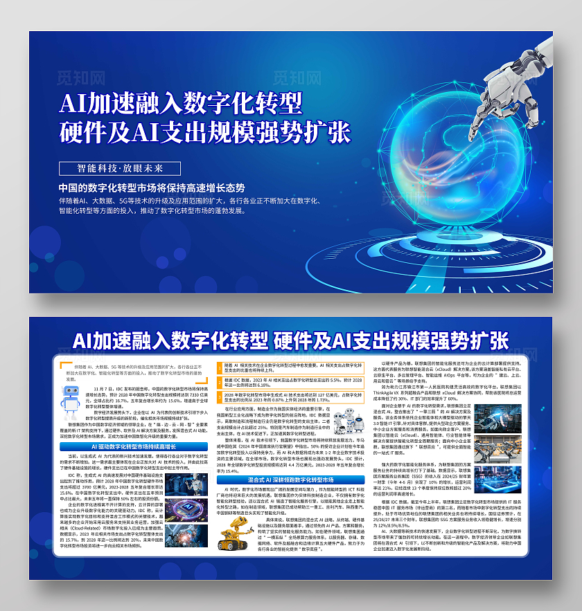 蓝色大气AI加速融入数字化转型展板