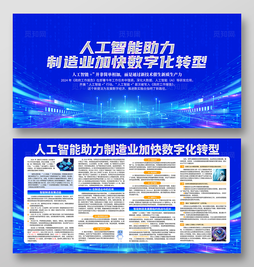 蓝色大气人工智能助力制造业加快数字化转型展板