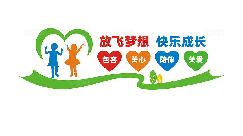 放飞梦想快乐成长幼儿园文化墙