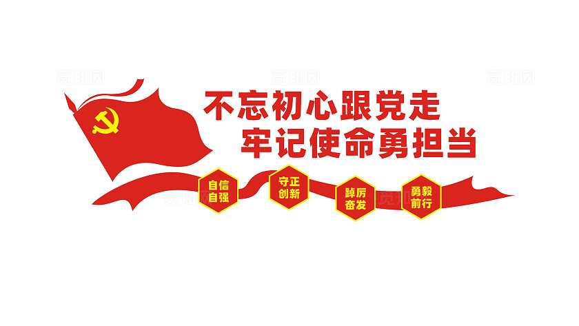 不忘初心跟党走党建标语文化墙