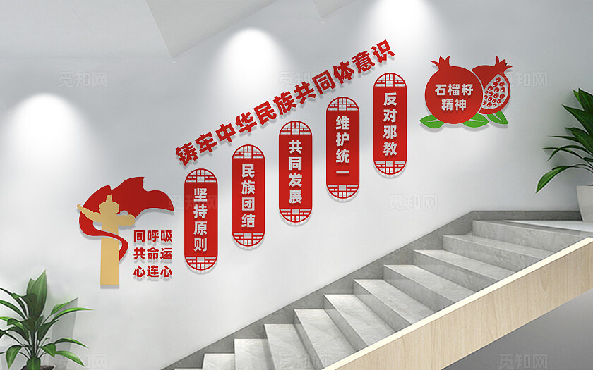 民族团结楼梯文化墙宣传标语