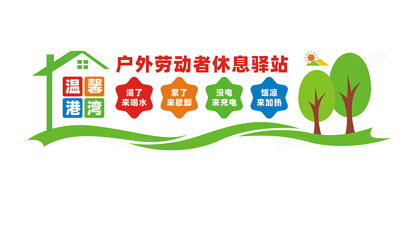 户外劳动者休息驿站文化墙标语