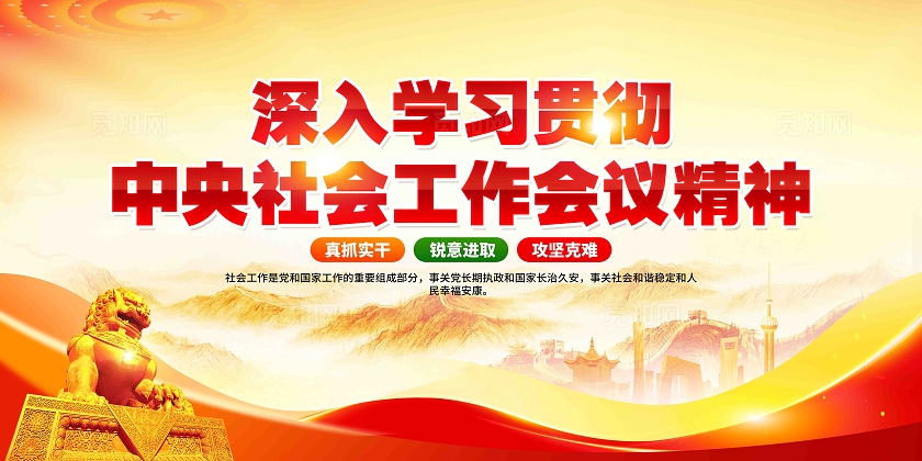 学习贯彻中央社会工作会议精神党建展板