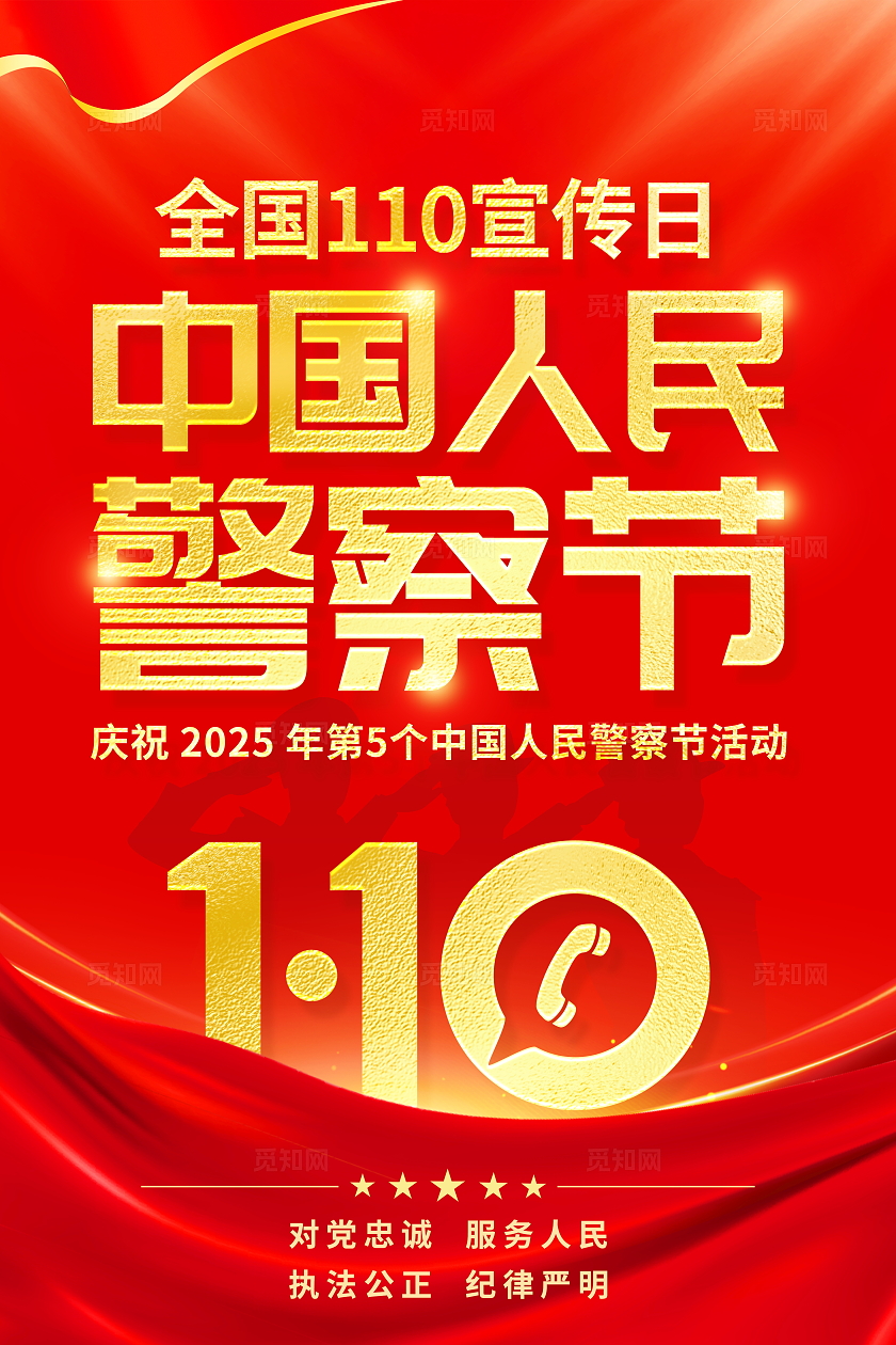 红色大气中国人民警察节宣传海报