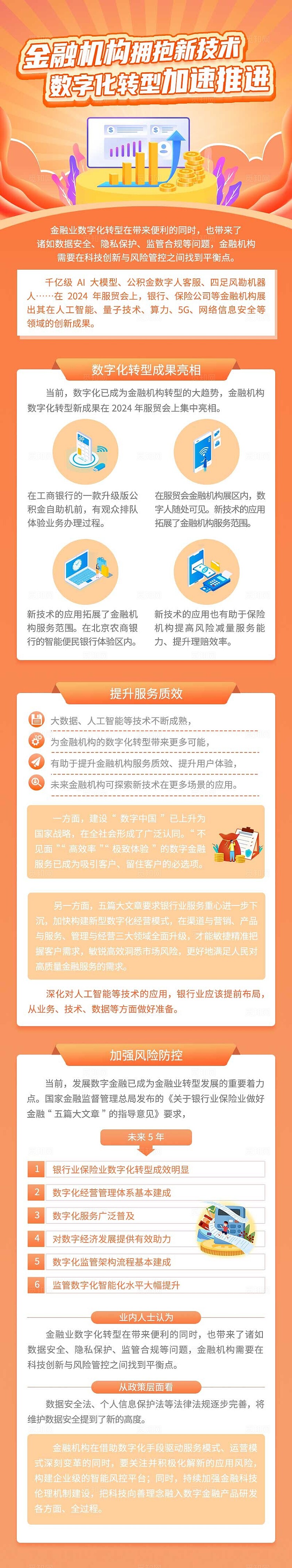 黄色扁平化金融机构拥抱新技术教字化转型加速推进融媒体宣传长图数字化转型