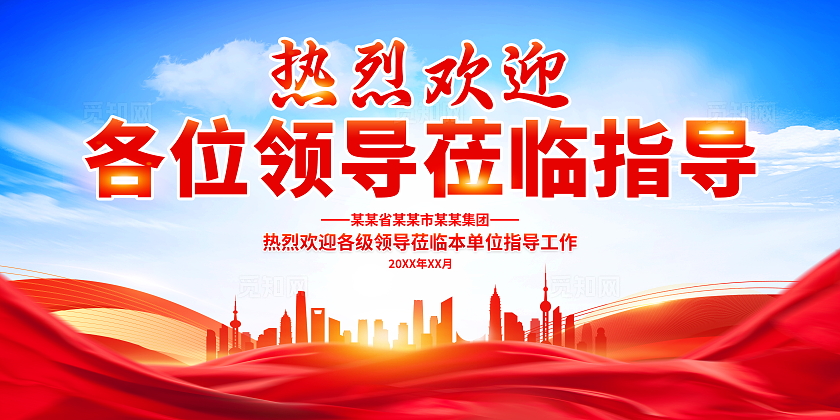 时尚大气欢迎领导莅临指导宣传展板