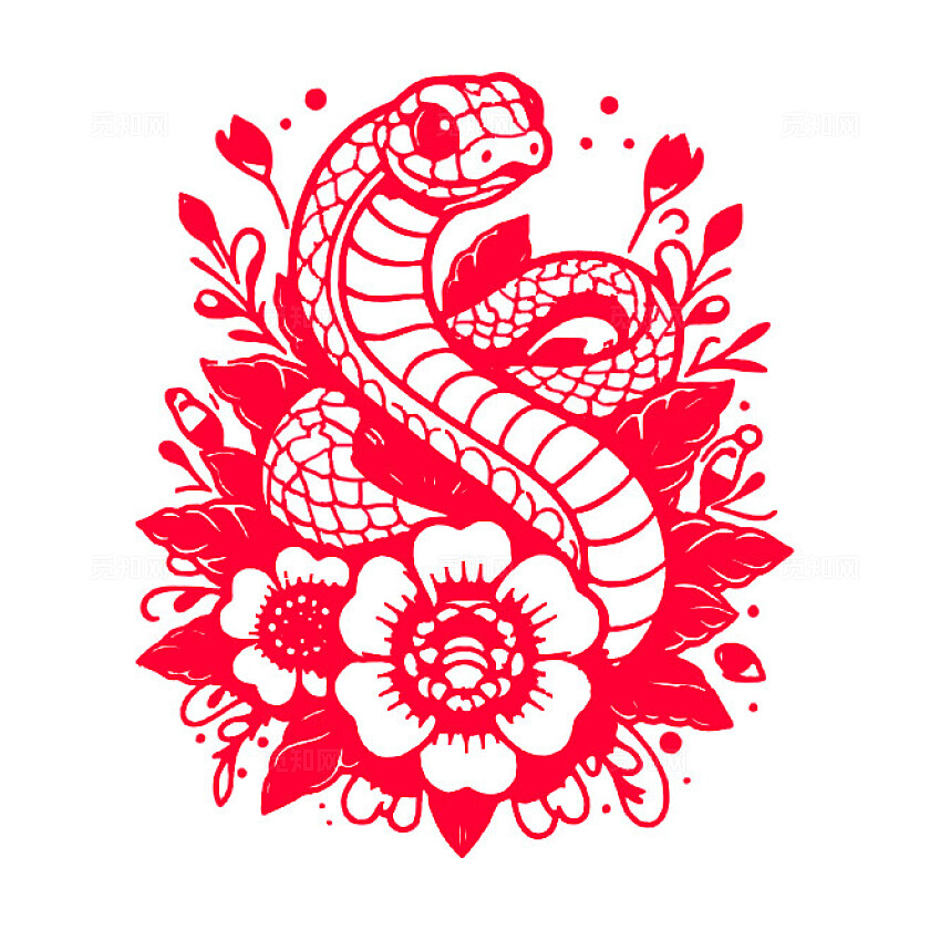 红色新年2024龙年窗花红包主图插画