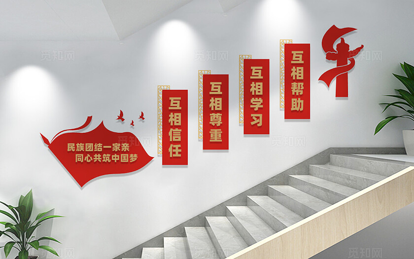 民族团结楼梯文化墙标语