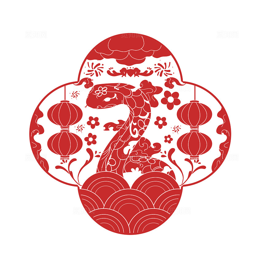 新年蛇年红色喜庆剪纸窗花红色2025