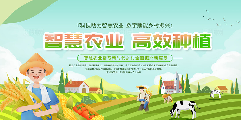 绿色清新农业数字化转型展板
