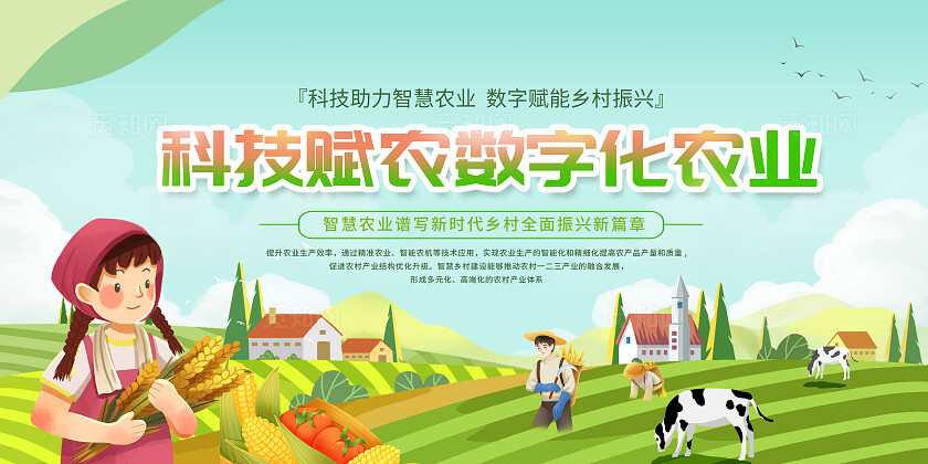 绿色清新农业数字化转型展板