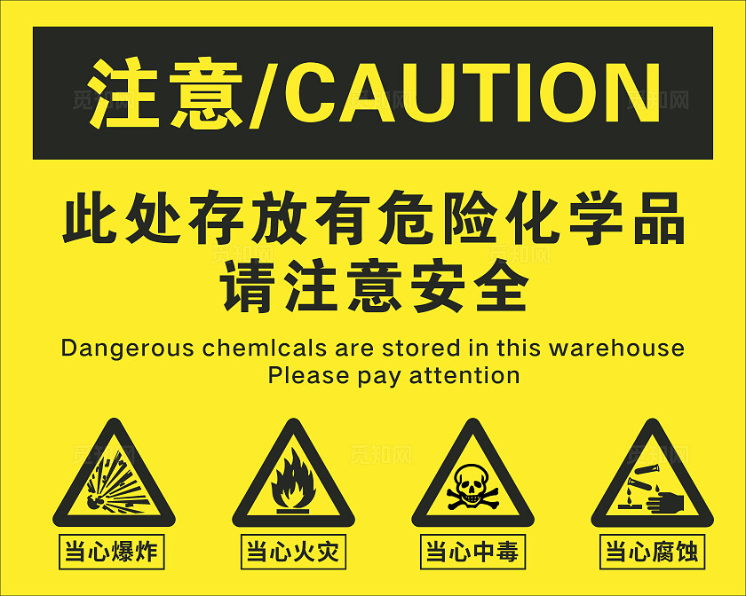 安全标志 安全标识标牌大全 安全警示标识 警示标志 警示标识 安全标识标牌图片 安全警示标志牌大全黄色注意危险品存放区 警示标志 注意安全 警示标志