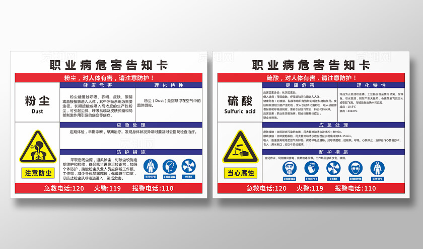粉尘 硫酸 职业病危害告知卡