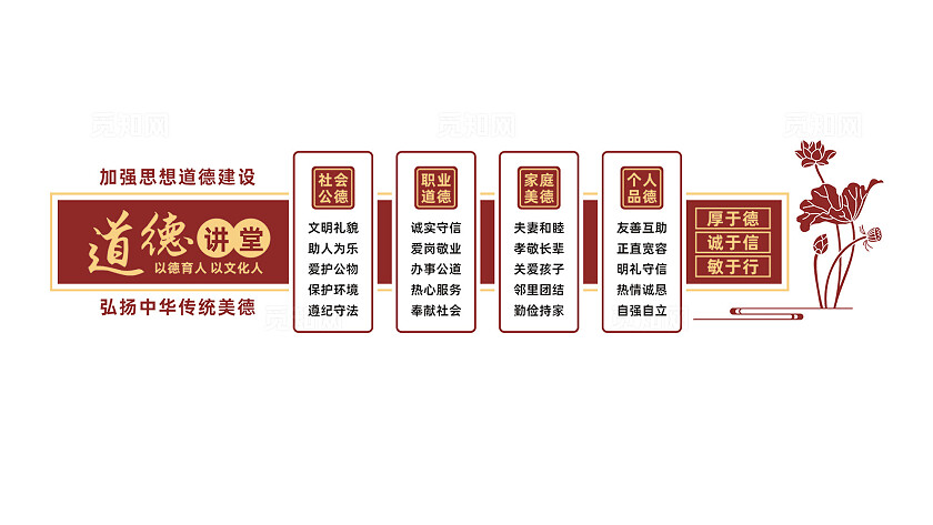 道德讲堂文化墙传统美德文化墙