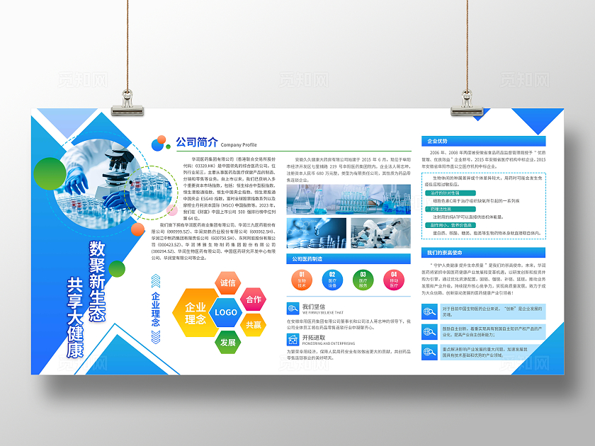 蓝色科技生物医药公司宣传栏公司介绍