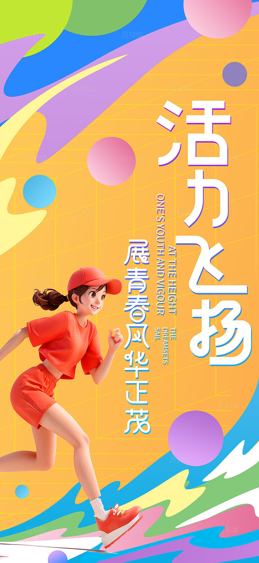 绚丽多彩活力飞扬展青春风华正茂校园青春运动会kv