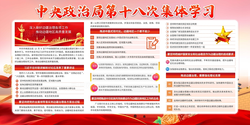 红色大气中央政治局第十八次集体学习宣传栏