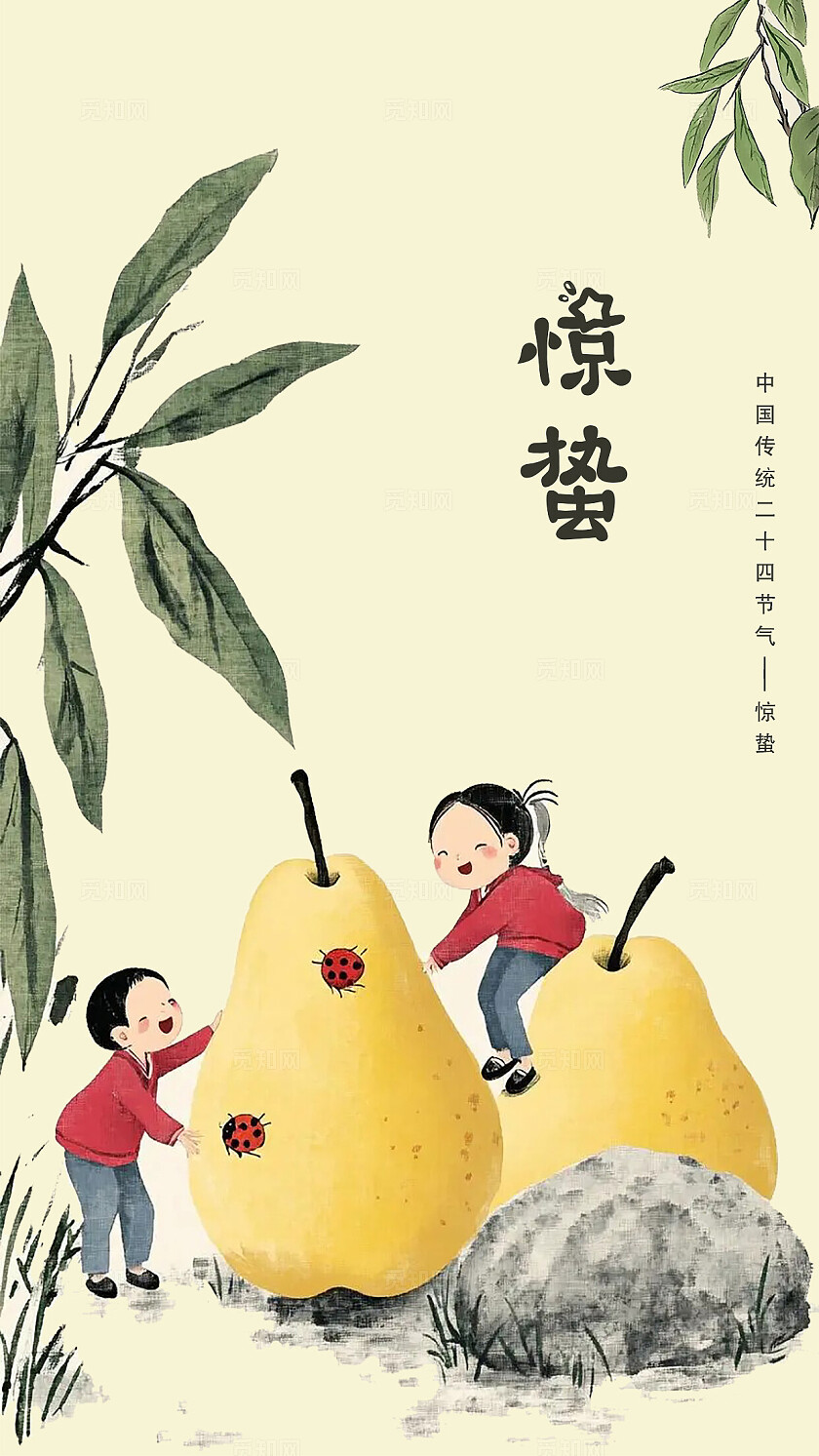 简单大气传统二十四节气宣传手机海报插画