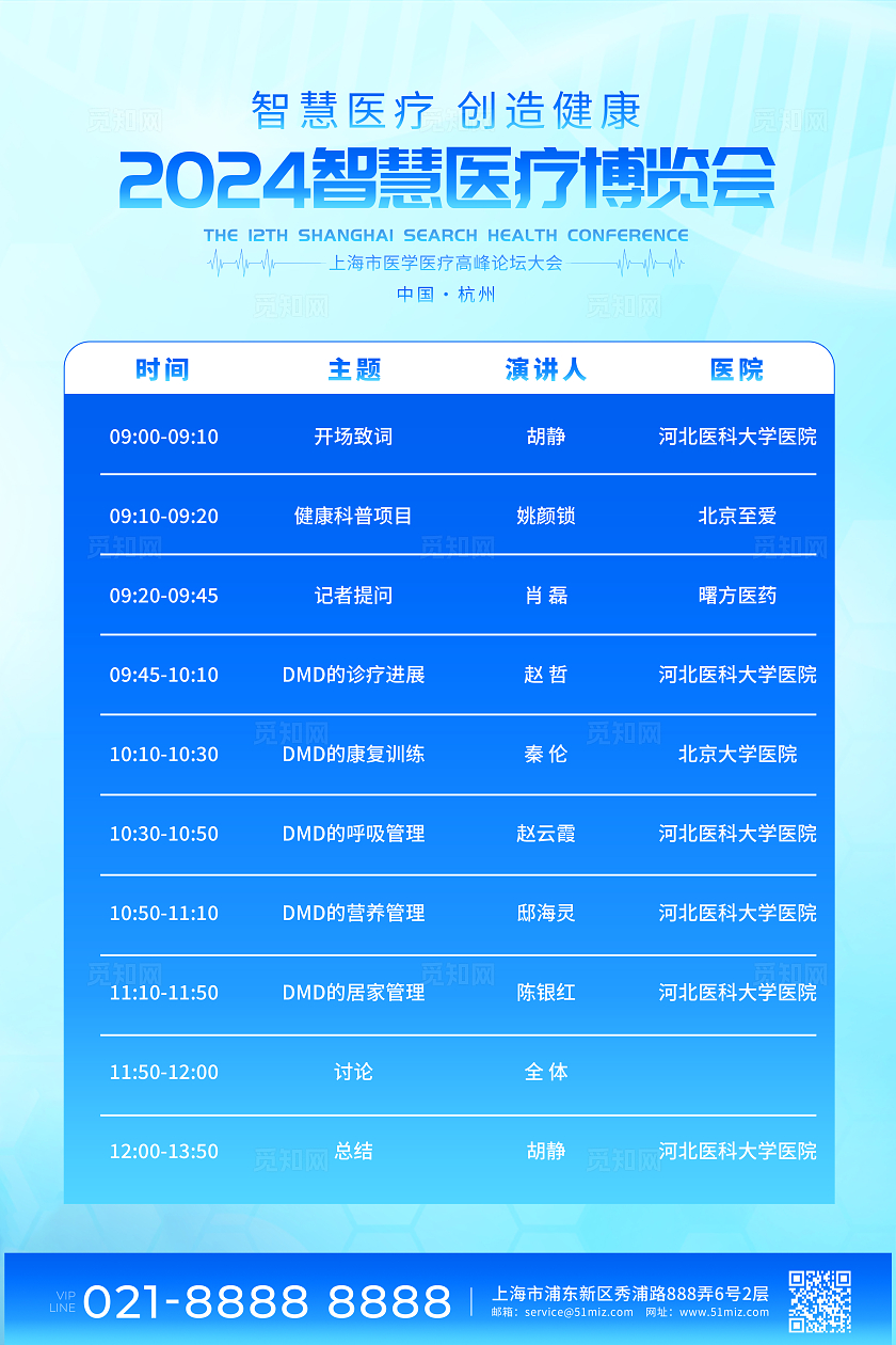 蓝色简约风医疗博览会活动会议邀请函文案海报宣传