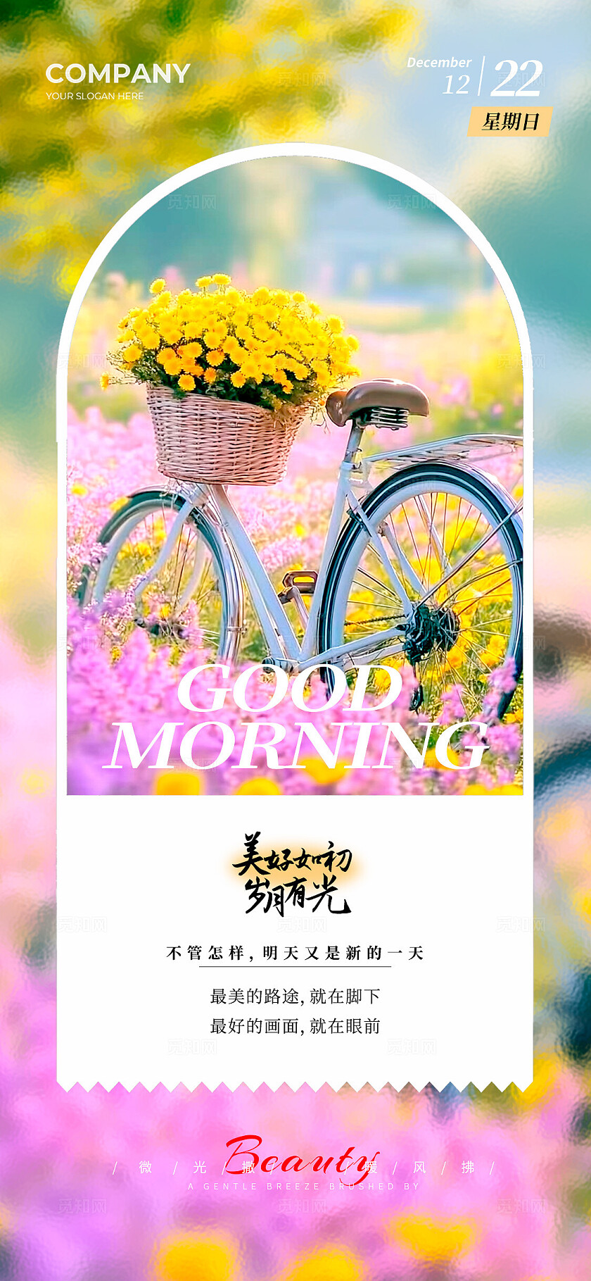 渐变色实拍风格早安你好日签手机宣传海报日签宣传海报日签海报日签海报套图