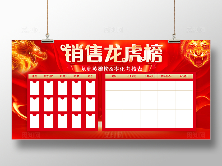 红色大气销售龙虎榜宣传展板龙虎榜展板