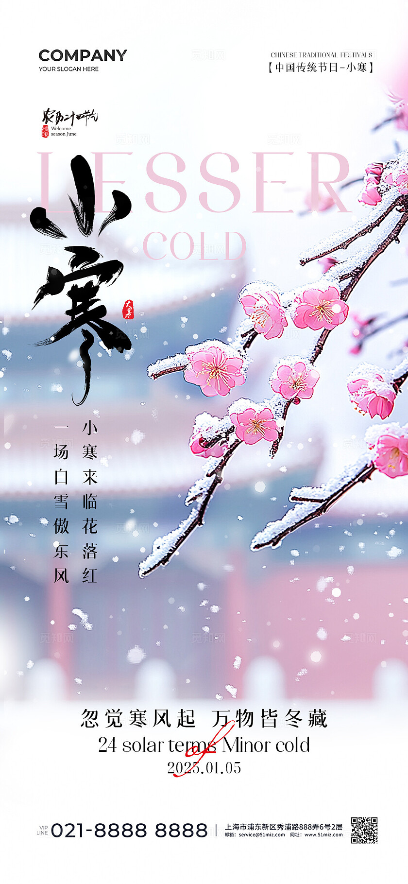 实拍风二十四节气小寒节气手机宣传海报