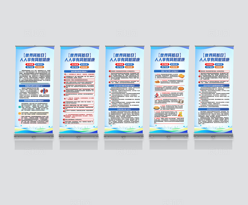 蓝色简约人人享有肾脏健康世界肾脏日展架宣传