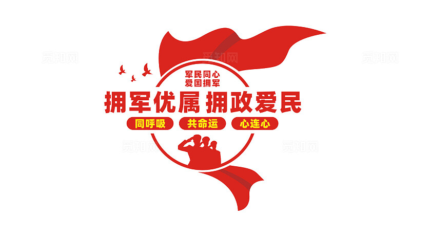 双拥标语文化墙拥军优属拥政爱民文化墙