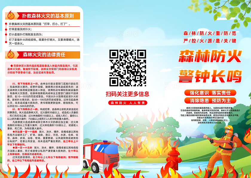 森林火灾森林防火知识三折页宣传