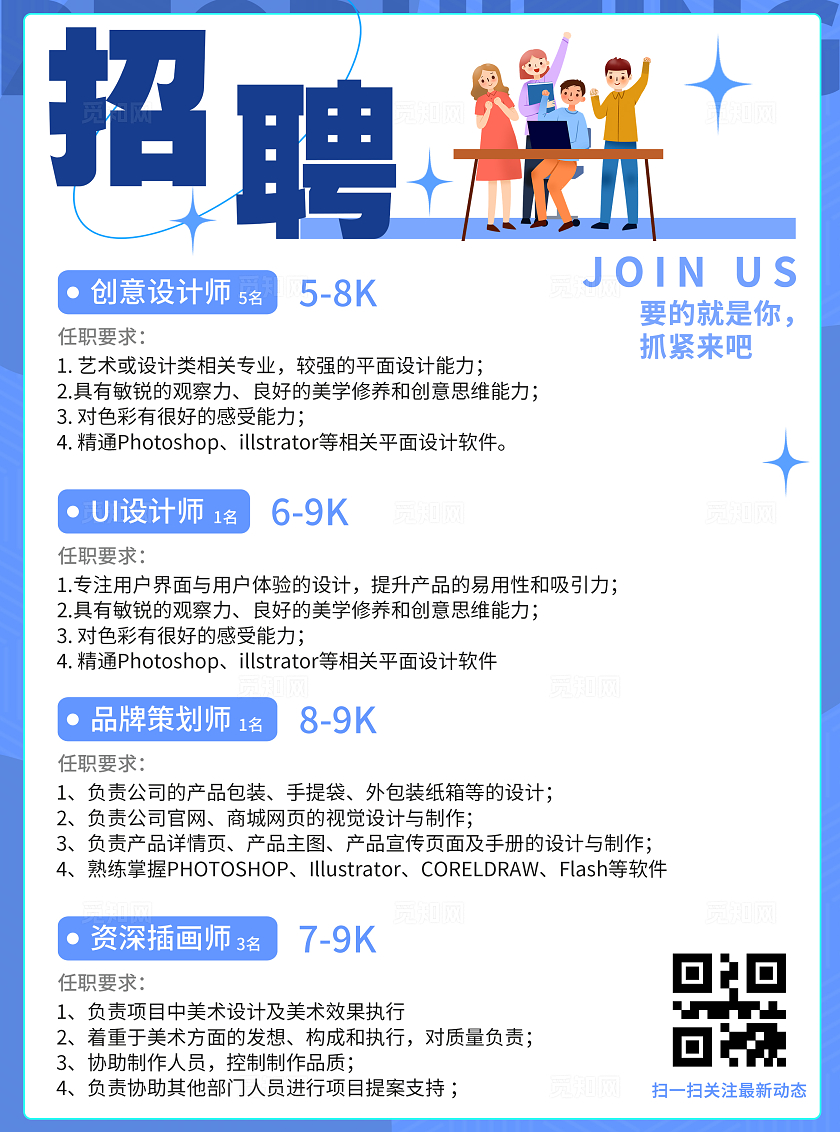 蓝色简约大气招聘会宣传单校园招聘公司招聘宣传单张