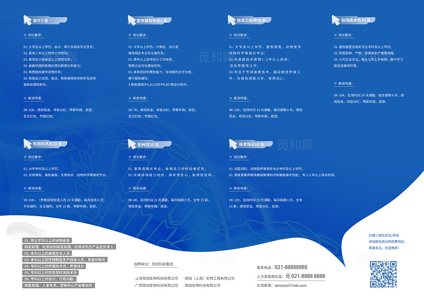 2025蛇年蓝色简约科技招聘宣传单